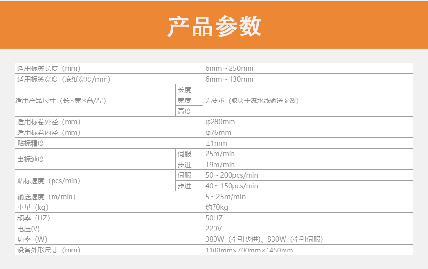 自動(dòng)貼標(biāo)機(jī)參數(shù)